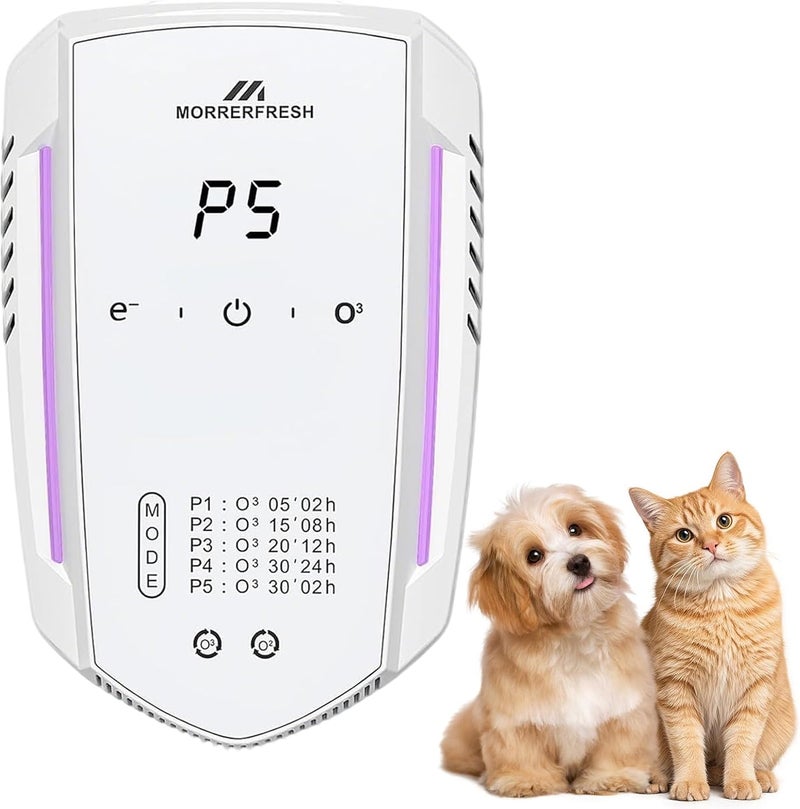 Morrerfresh Ozone Odor Eliminator for Strong Odor 99% Cat Litter Deodorizer Dog Poof Odor Removal Air Ionizers for Home Portable Air Purifier for Pets Toilet Wardrobe Shoe Garage Room Cabinet White - Image 1